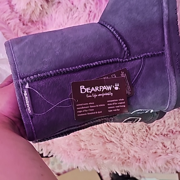 Bearpaw Grey fue and Suede Slip on Boot - Picture 7 of 10